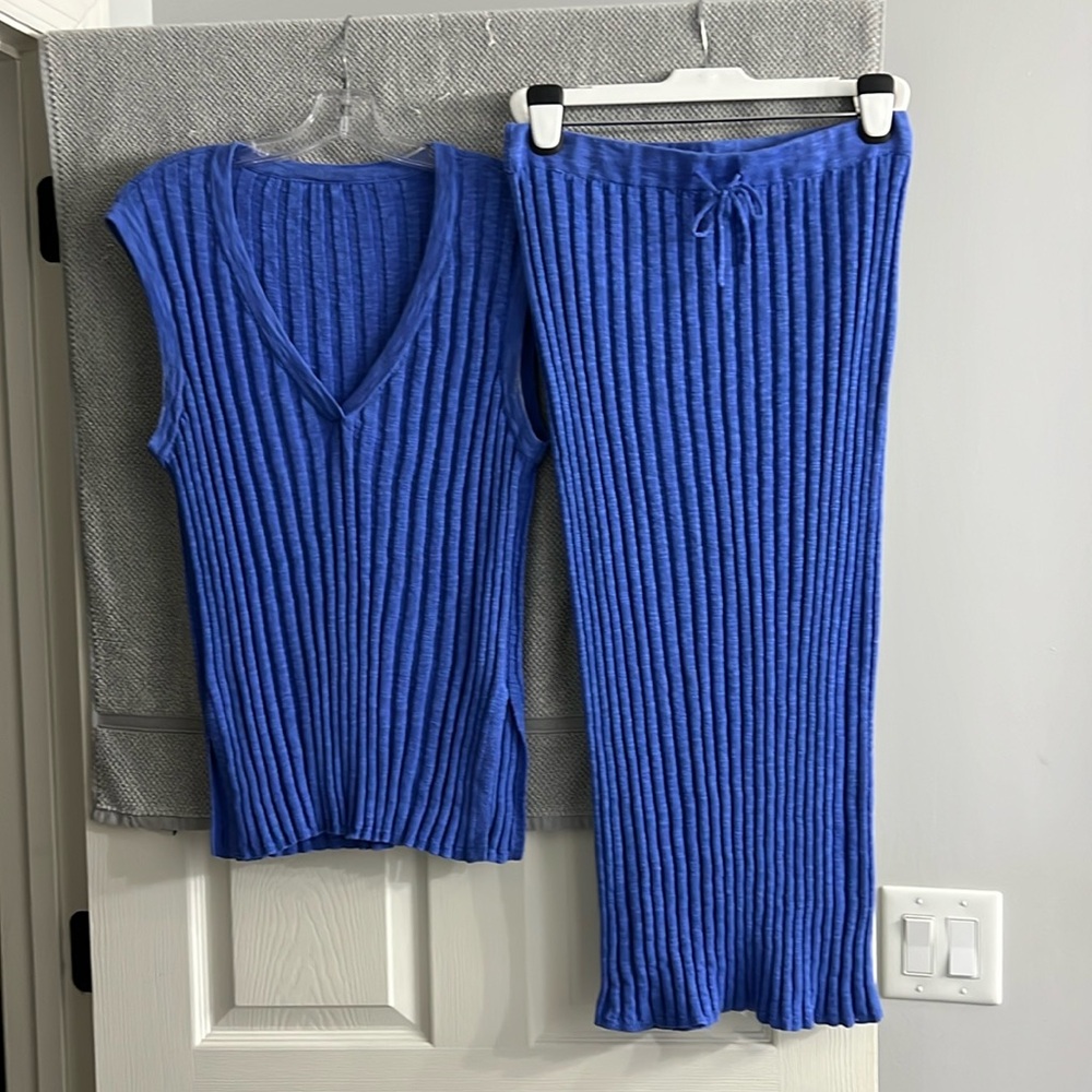 Free People Veda Sweater Set, Size S, Blue Iris, EUC, worn 1x, Smoke Free Home